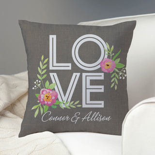 Floral Love Personalized Throw Pillow
