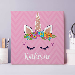 Happy Unicorn Personalized 16x16 Canvas