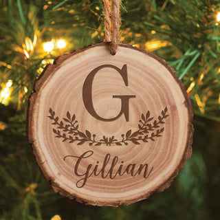 Family Initial and Name Personalized Bark Ornament