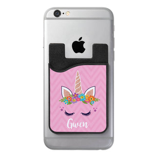 Happy Unicorn Personalized Card Caddy Phone Wallet