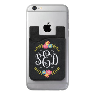 Floral Monogram Personalized Card Caddy Phone Wallet