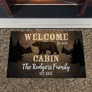 Welcome To Our Cabin Personalized Doormat - 18x27 Inch, 1/8" Thin