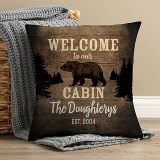 Welcome To Our Cabin Personalized Throw Pillow