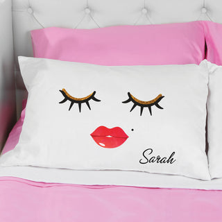 Lashes and Lips Personalized Pillowcase