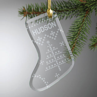Christmas Tree Personalized Glass Stocking Ornament