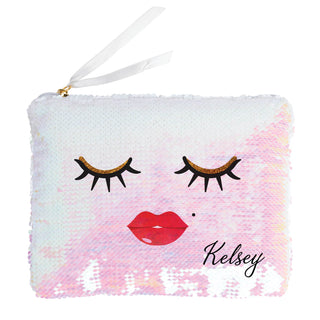 Lashes and Lips Personalized Sequin Zipper Pouch