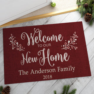 Welcome to Our New Home Personalized Doormat - 18x27 Inch, 1/8" Thin