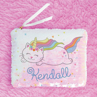 Caticorn Personalized Sequin Zipper Pouch
