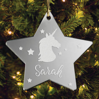 Unicorn Personalized Mirrored Acrylic Star Ornament