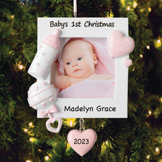 Baby Girl's 1st Christmas Personalized Frame Ornament