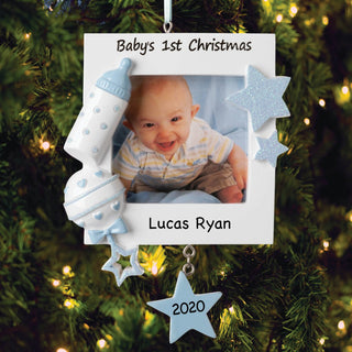 Baby Boy's 1st Christmas Personalized Frame Ornament