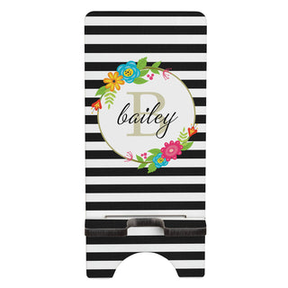 Floral Stripes Personalized Phone Stand