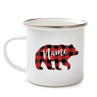 Buffalo Plaid Bear Personalized Camp Mug - 11 oz.