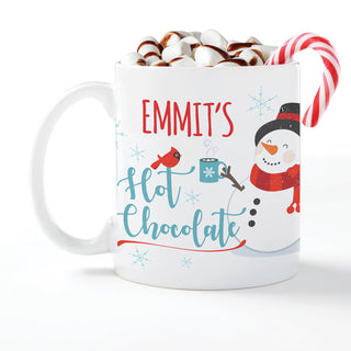 Snowman's Hot Chocolate Personalized White Coffee Mug - 11 oz.