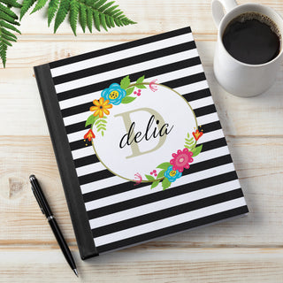 Floral Stripes Personalized Notebook