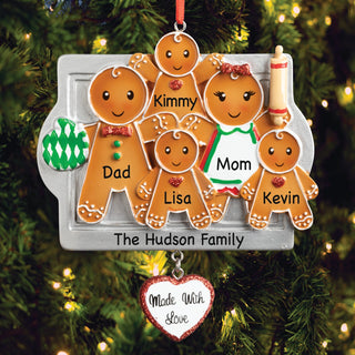 Personalized Made with Love Family of 5 Christmas Ornament