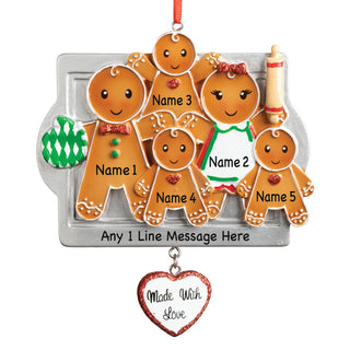 Personalized Made with Love Family of 5 Christmas Ornament
