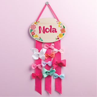 Colorful Flowers Personalized Bow Holder