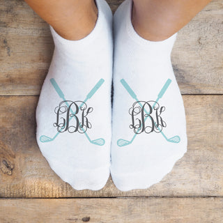 Cursive Monogram Personalized No-Show Socks