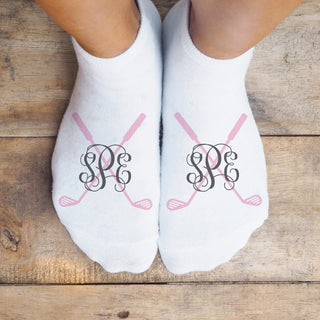 Cursive Monogram Personalized No-Show Socks