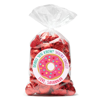 Donut You Know? Personalized Round Sticker and Treat Bag Set