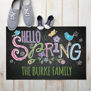 Hello Spring Black Personalized Doormat - 18x27 Inch, 1/8" Thin