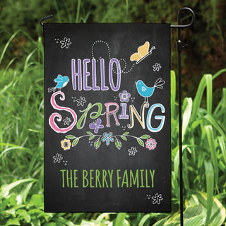 Hello Spring Personalized Black Garden Flag