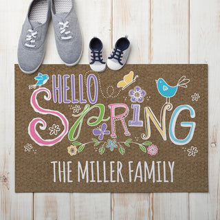 Hello Spring Brown Personalized Doormat - 18x27 Inch, 1/8" Thin