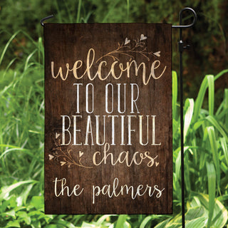 Beautiful Chaos Personalized Brown Garden Flag