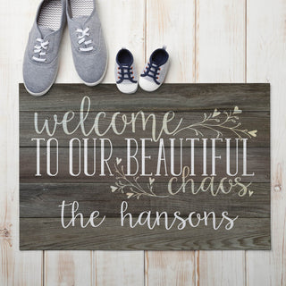 Beautiful Chaos Gray Personalized Doormat - 18x27 Inch, 1/8" Thin