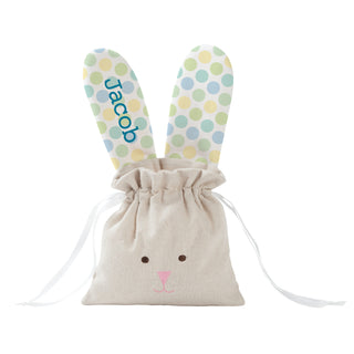 Soft Spring Polka Dots Linen Drawstring Bunny Bag