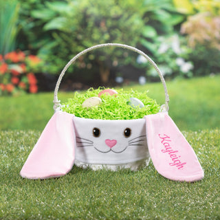 Floppy Bunny Personalized Basket and Pink Liner
