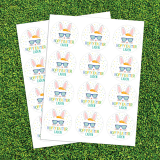 Hoppy Easter Boy's Round Sticker and Treat Bag Set