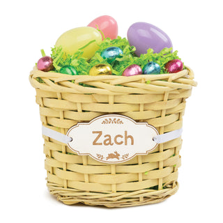 Personalized Wicker Bucket and Name Plaque