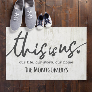 This Is Us Personalized White Doormat - 18x27 Inch, 1/8" Thin