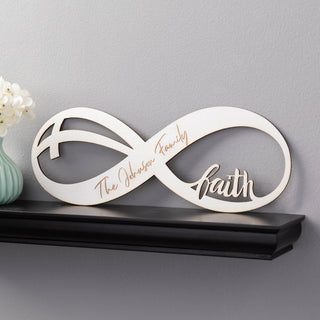 Infinite Faith Personalized White Wood Plaque