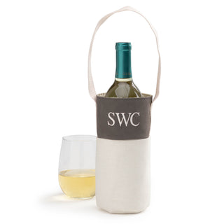 Initials Grey Leatherette Wine Tote