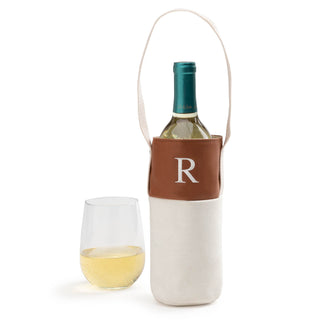 Initials Caramel Leatherette Wine Tote