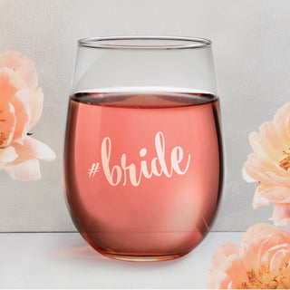 Hashtag Personalized Stemless Wine Glass