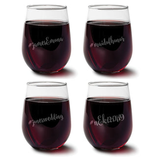 Hashtag Personalized Stemless Wine Glass