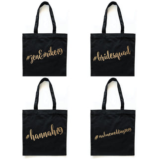 Hashtag Personalized Black Tote Bag