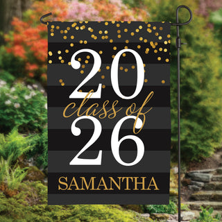 Confetti and Stripes Graduation Garden Flag