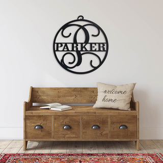 Large Circle Frame Black Wood Initial