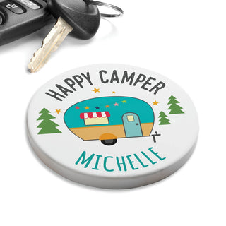 Happy Camper Personalized Car Coaster Set