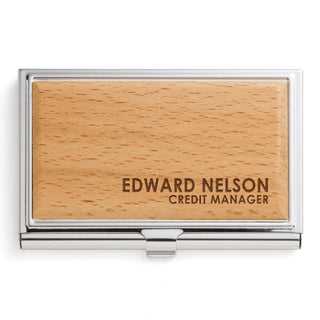 Any Message Personalized Wood Business Card Case