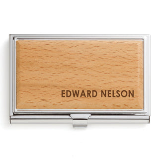 Any Message Personalized Wood Business Card Case
