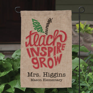 Teach Inspire Grow Personalized Burlap Garden Flag
