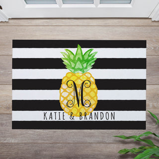 Striped Pineapple Personalized Doormat - 18x27 Inch, 1/8" Thin