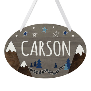 Mountains Hanging Oval Room Sign