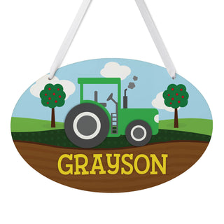 Tractor Hanging Oval Room Sign